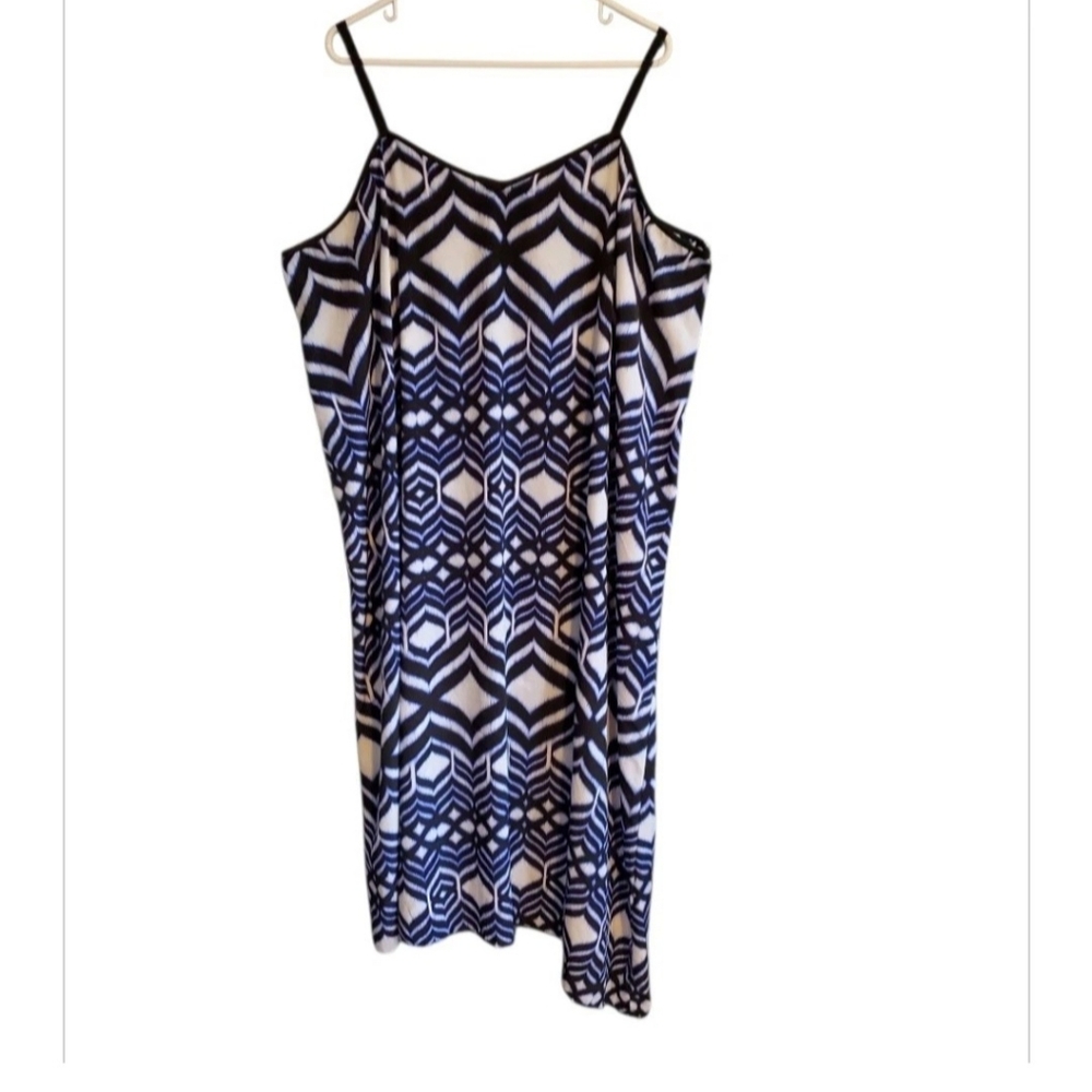 Lane Bryant Ankle Shift Dress Plus 26/28 Blue Asymmetric Sleeveless Sun Boho
